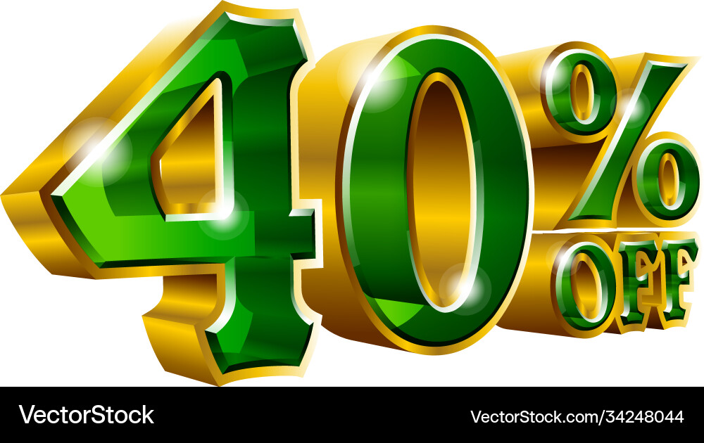 40 off - forty percent discount gold vector image