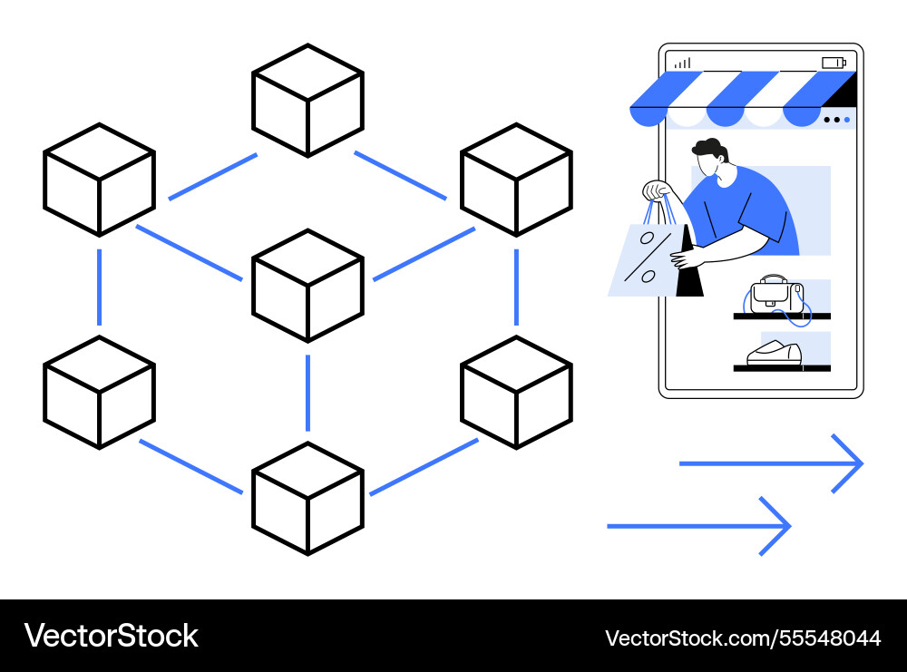 Blockchain network integration in e-commerce Blockchain network integration in e-commerce vector image