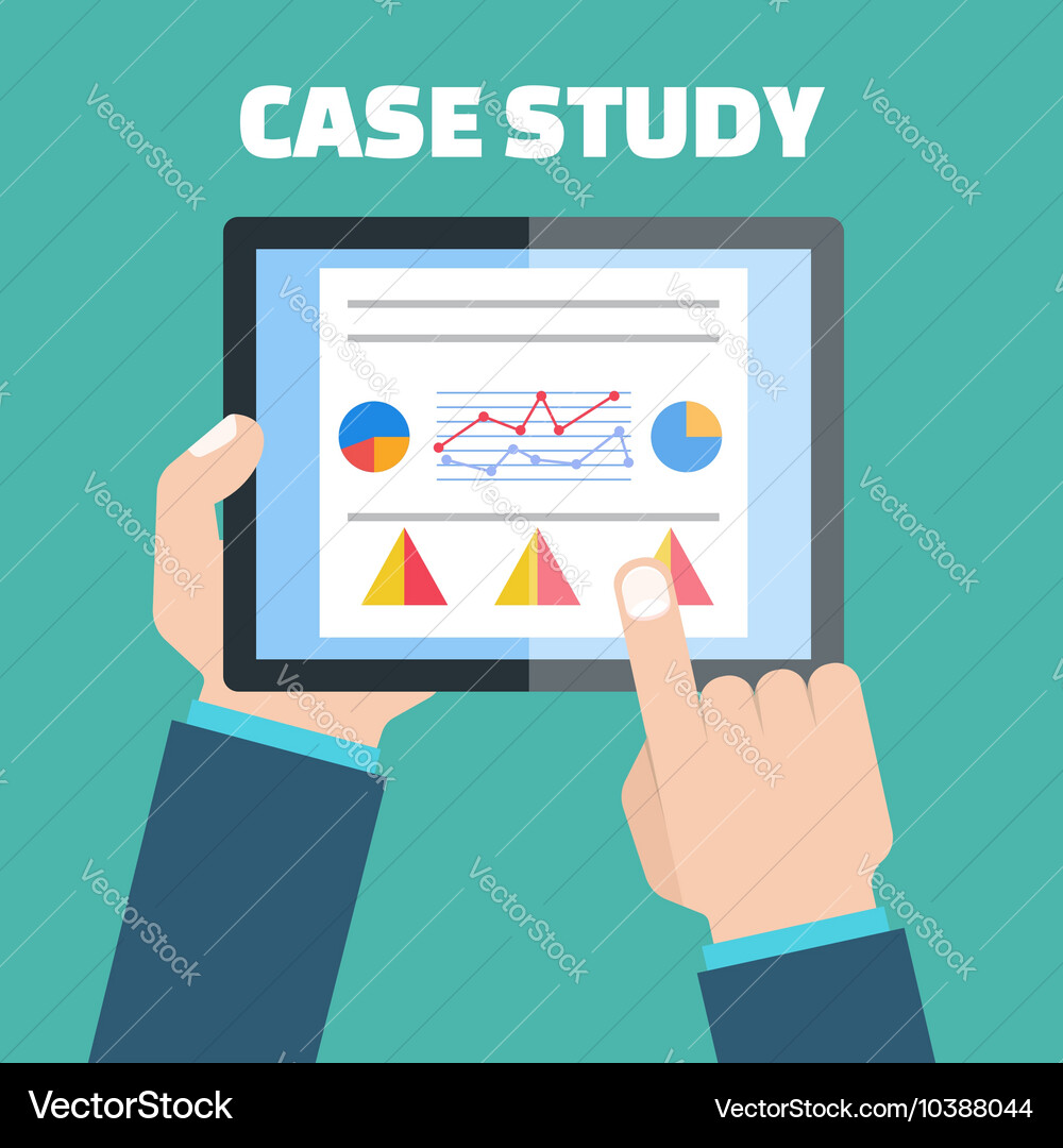 Case study concept with computer device Vector Image