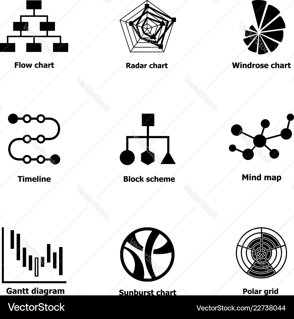 Directory icons set simple style Vector Image