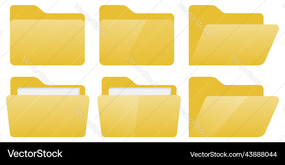 File Folder Icon Set - Open & Closed vector image