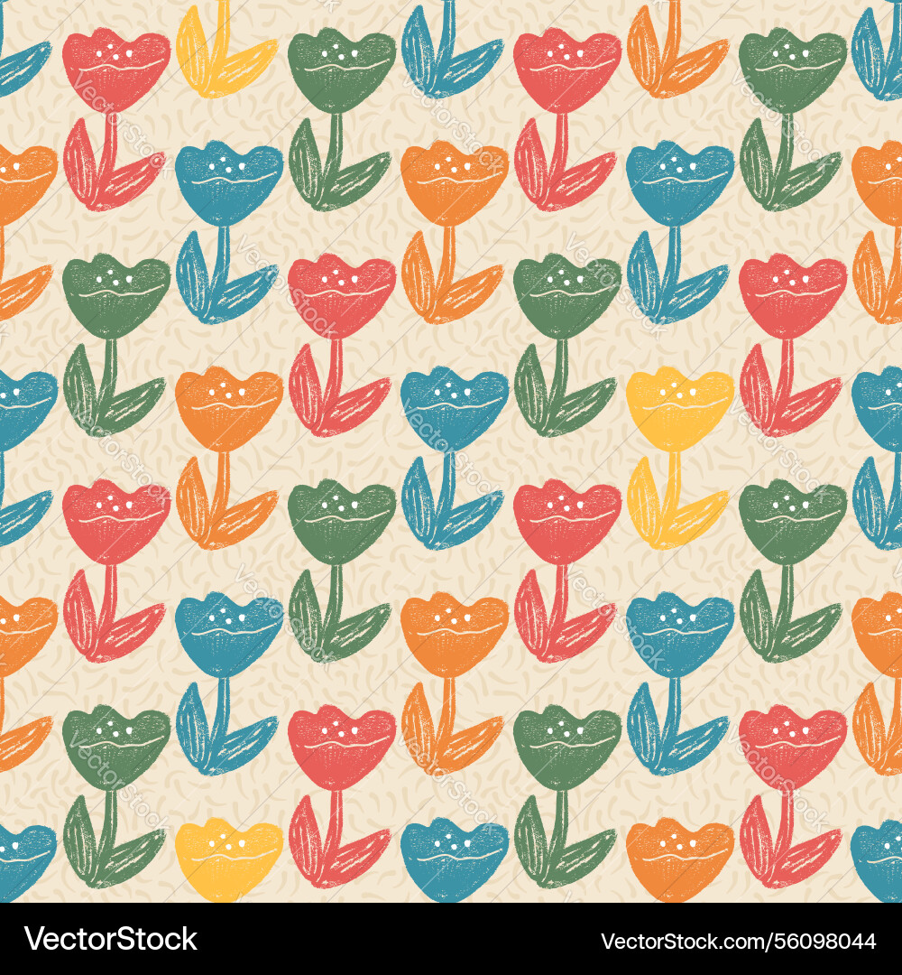 Flowers seamless pattern block print stencil Flowers seamless pattern block print stencil vector image