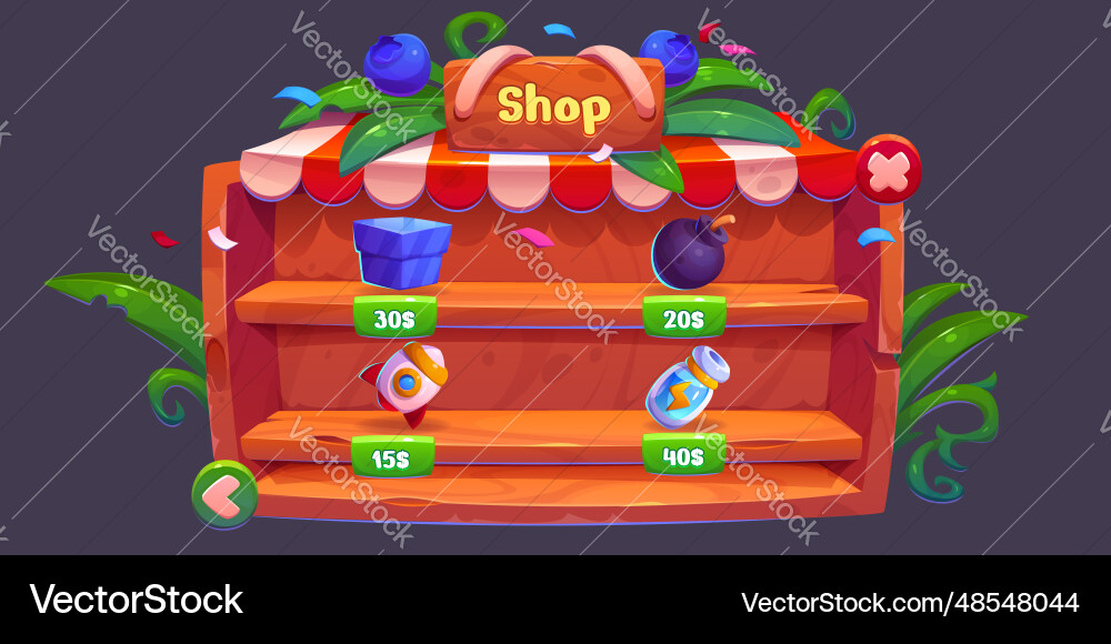 Game shop interface - cartoon Royalty Free Vector Image