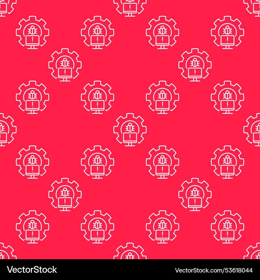 Gear with pc bug line seamless pattern - computer Gear with pc bug line seamless pattern - computer vector image