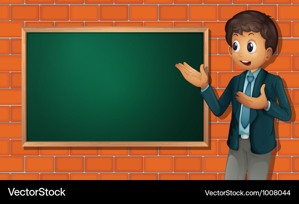 Man at Blackboard - Presentation Vector Image