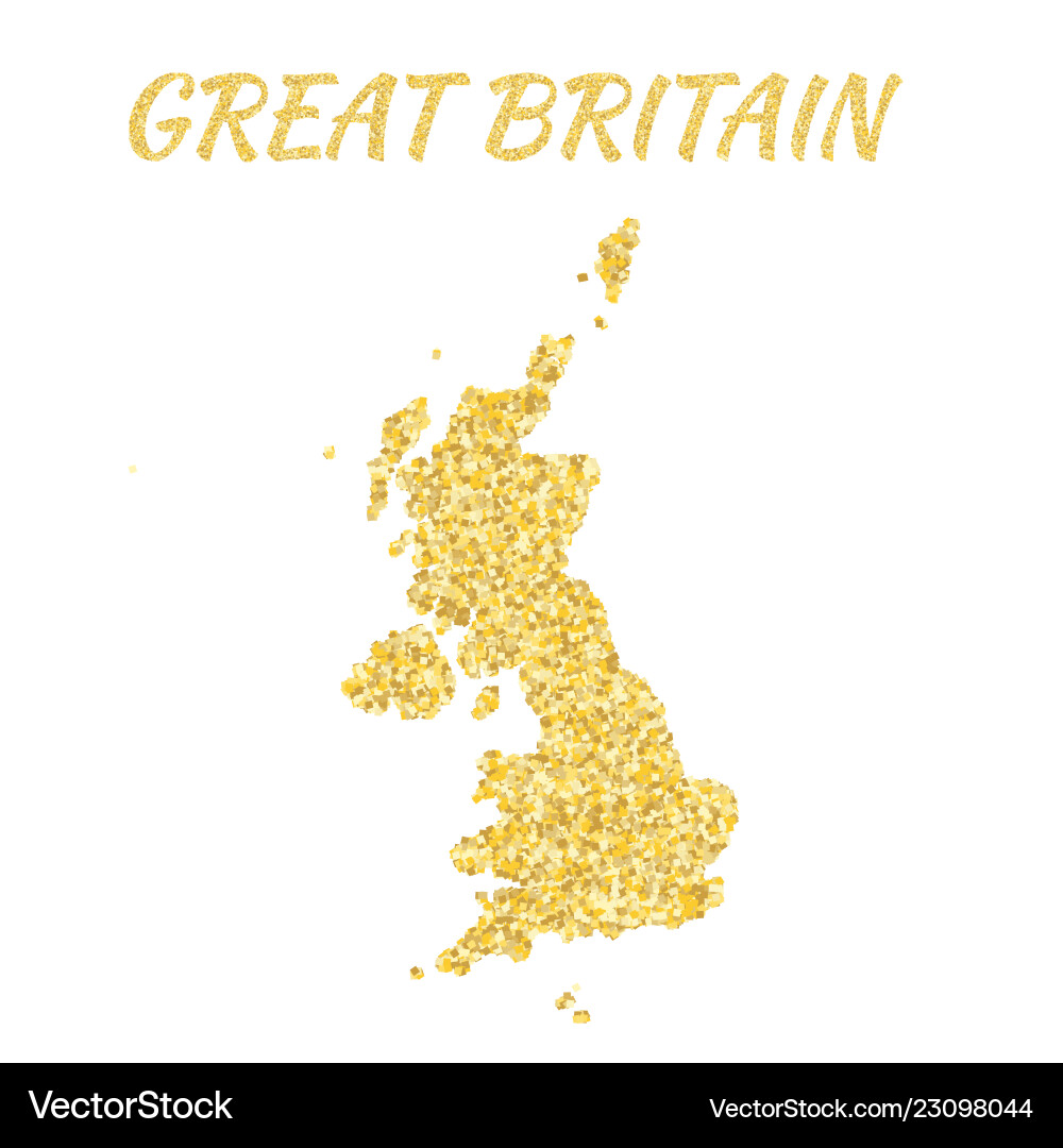 Map of great britain in golden with gold yellow Map of great britain in golden with gold yellow vector image
