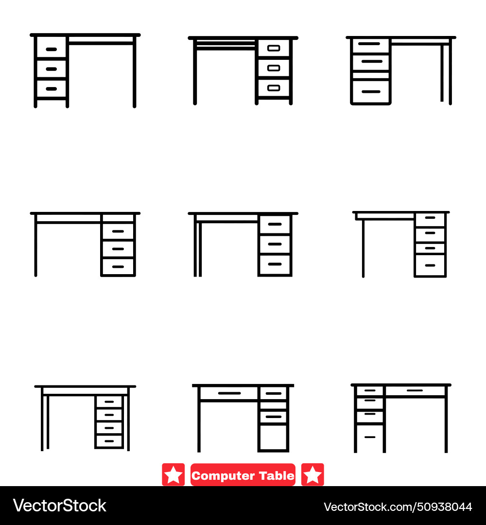 Modern workspace collection sleek computer table Modern workspace collection sleek computer table Vector Image