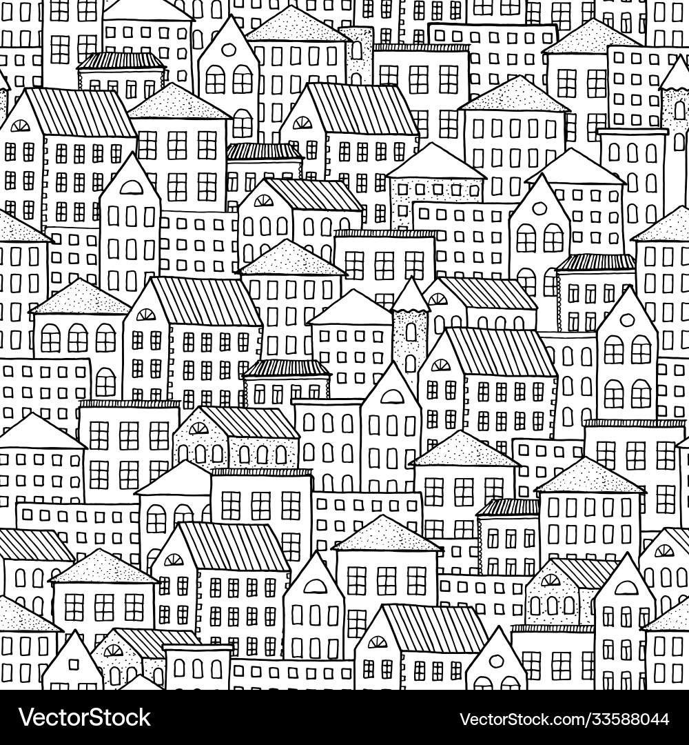 Painted city seamless pattern Royalty Free Vector Image
