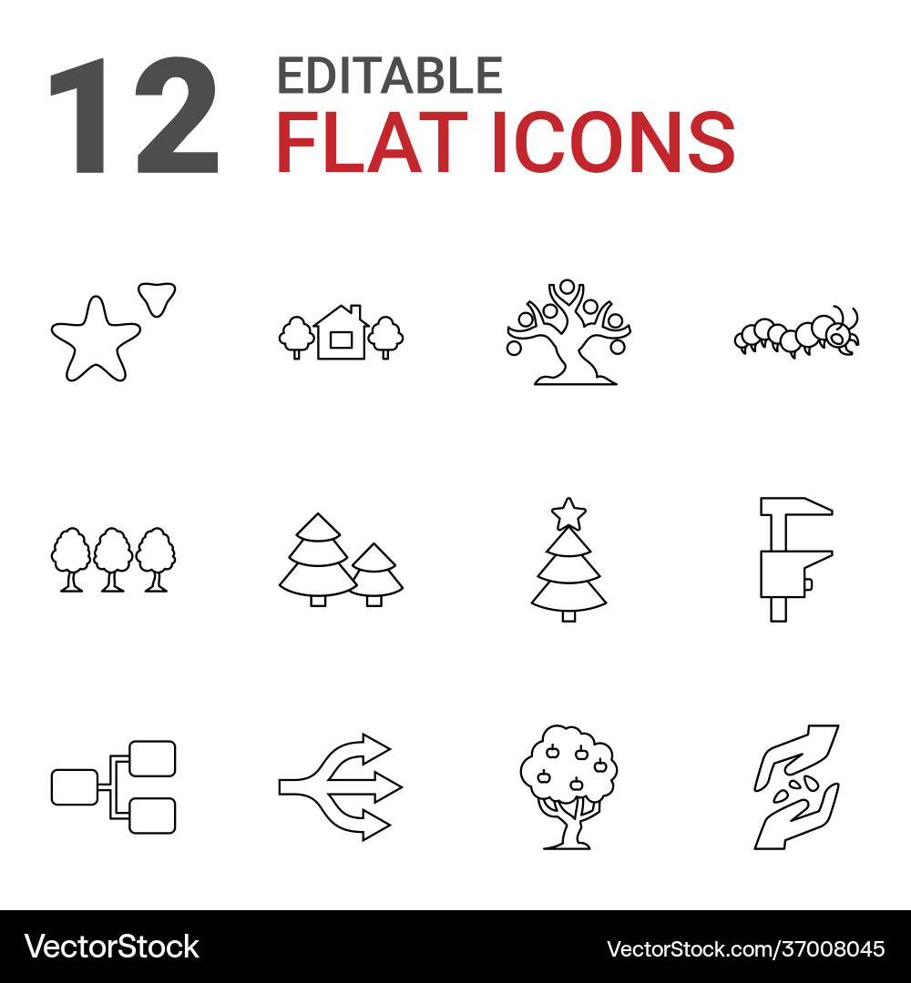 12 tree icons vector image