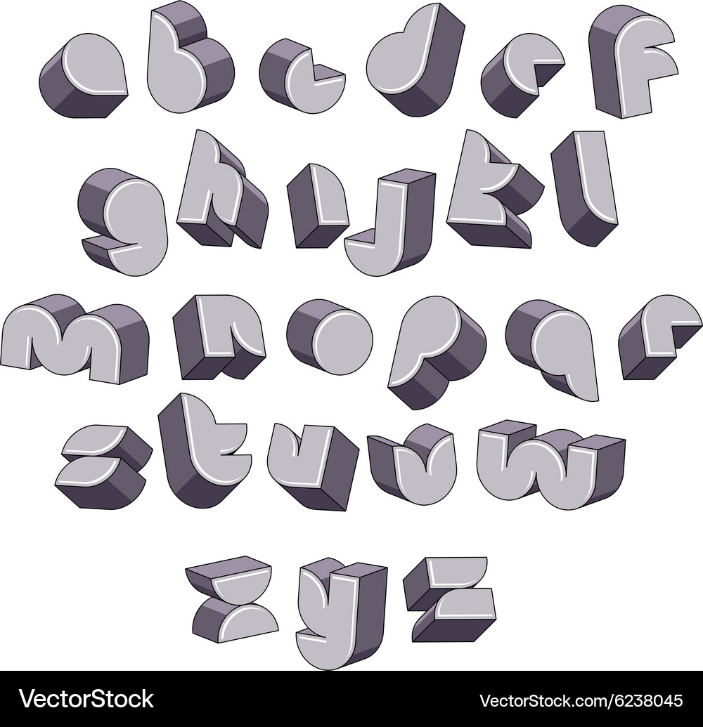 3d futuristic round font monochrome dimensional Vector Image