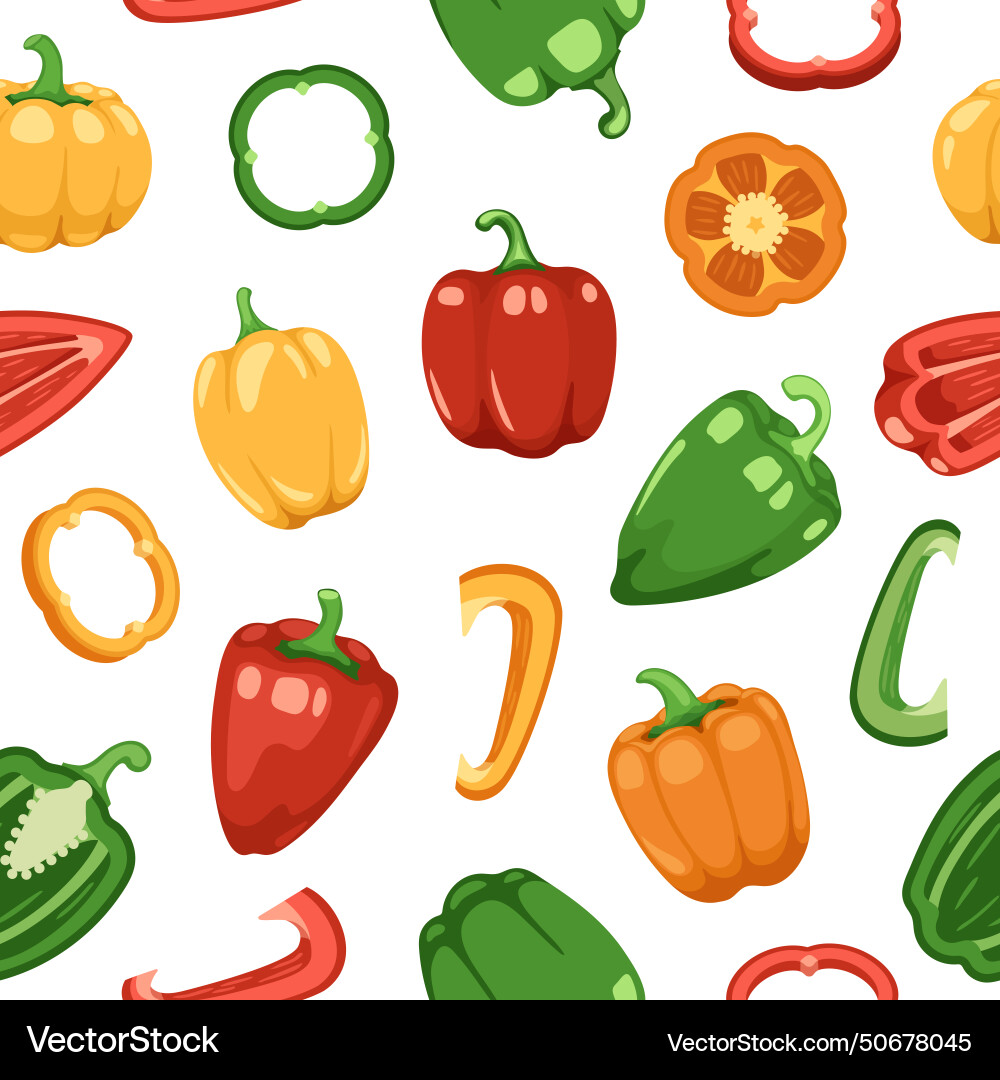 Bell pepper pattern seamless print of red green Bell pepper pattern seamless print of red green vector image