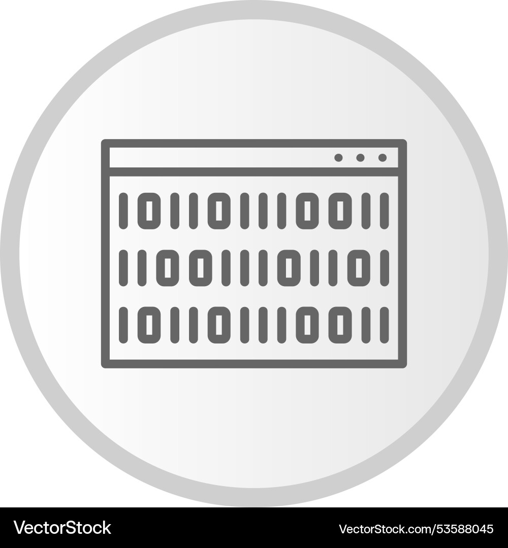 Binary code line circle grey icon Vector Image