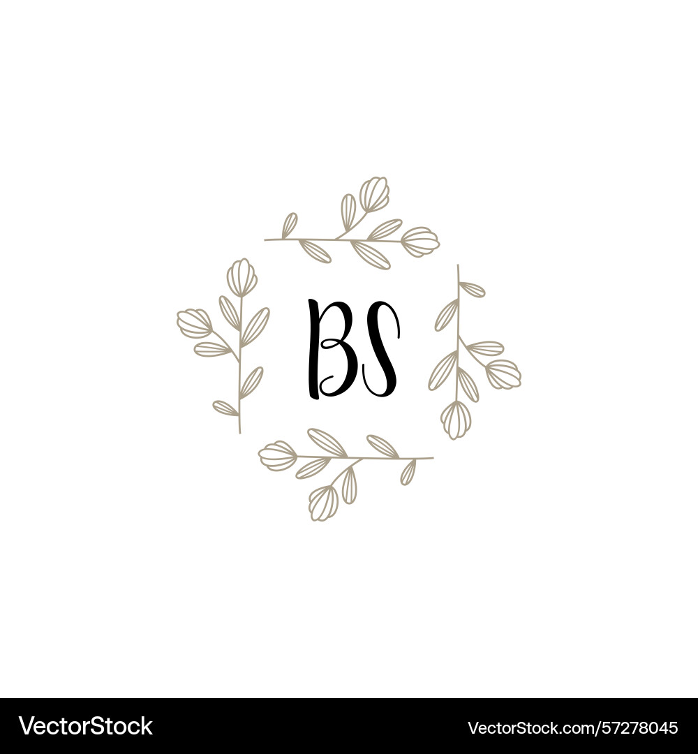 Botanical monogram logos with initial bs Botanical monogram logos with initial bs Vector Image