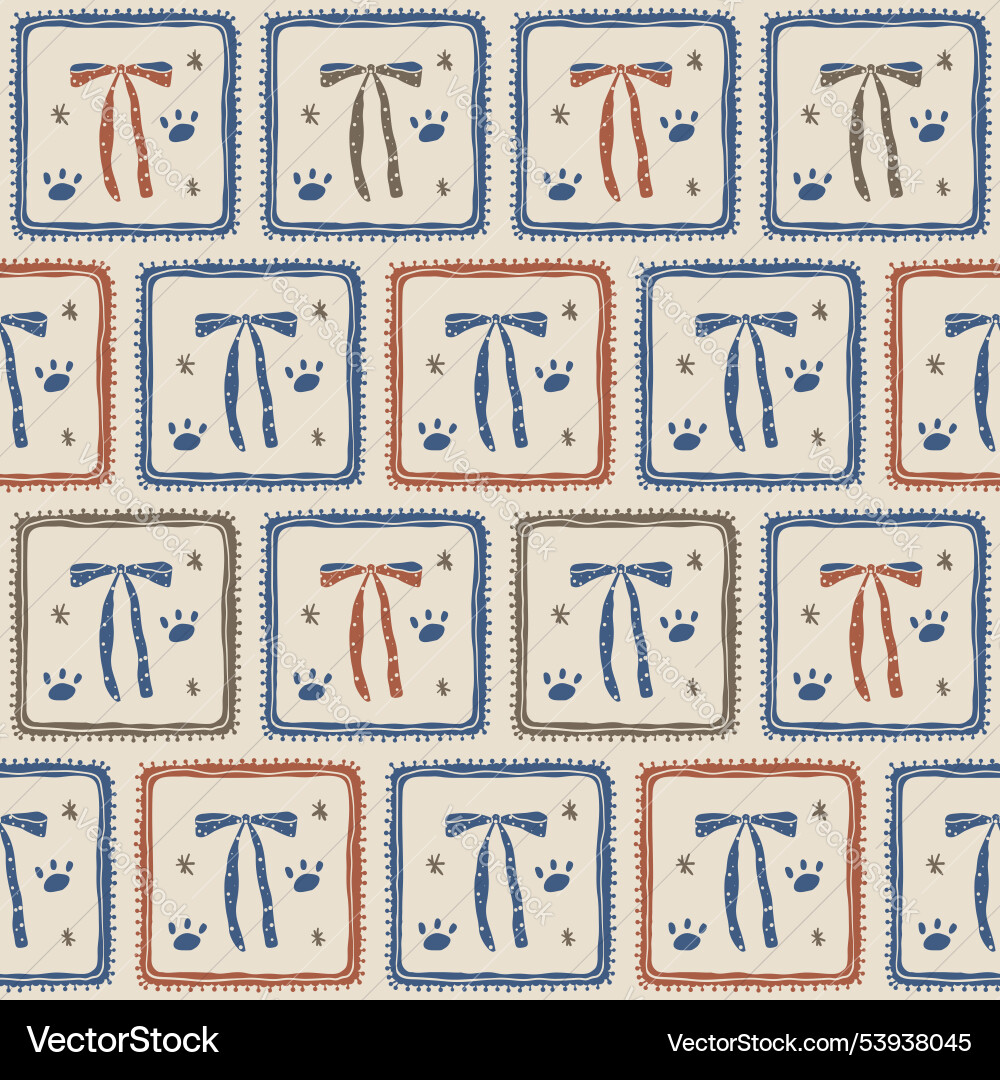 Bow in frame seamless pattern retro endless Bow in frame seamless pattern retro endless Vector Image