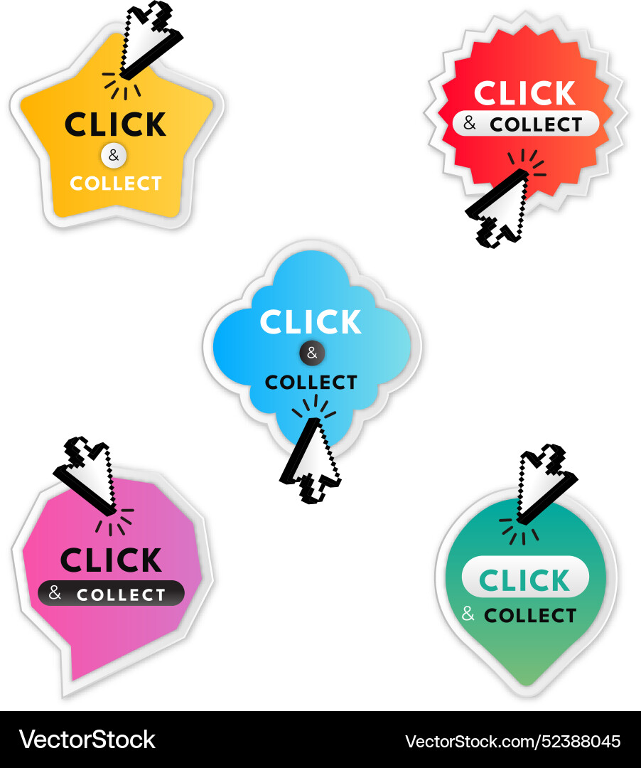 Click and collect button collection vector image