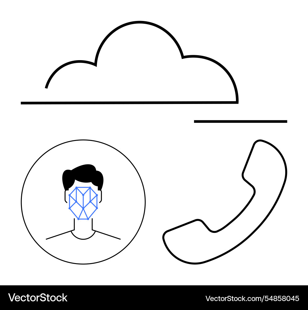 Cloud storage face recognition and communication Cloud storage face recognition and communication Vector Image