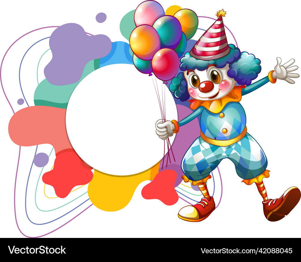 Clown with blank colorful banner Vector Image