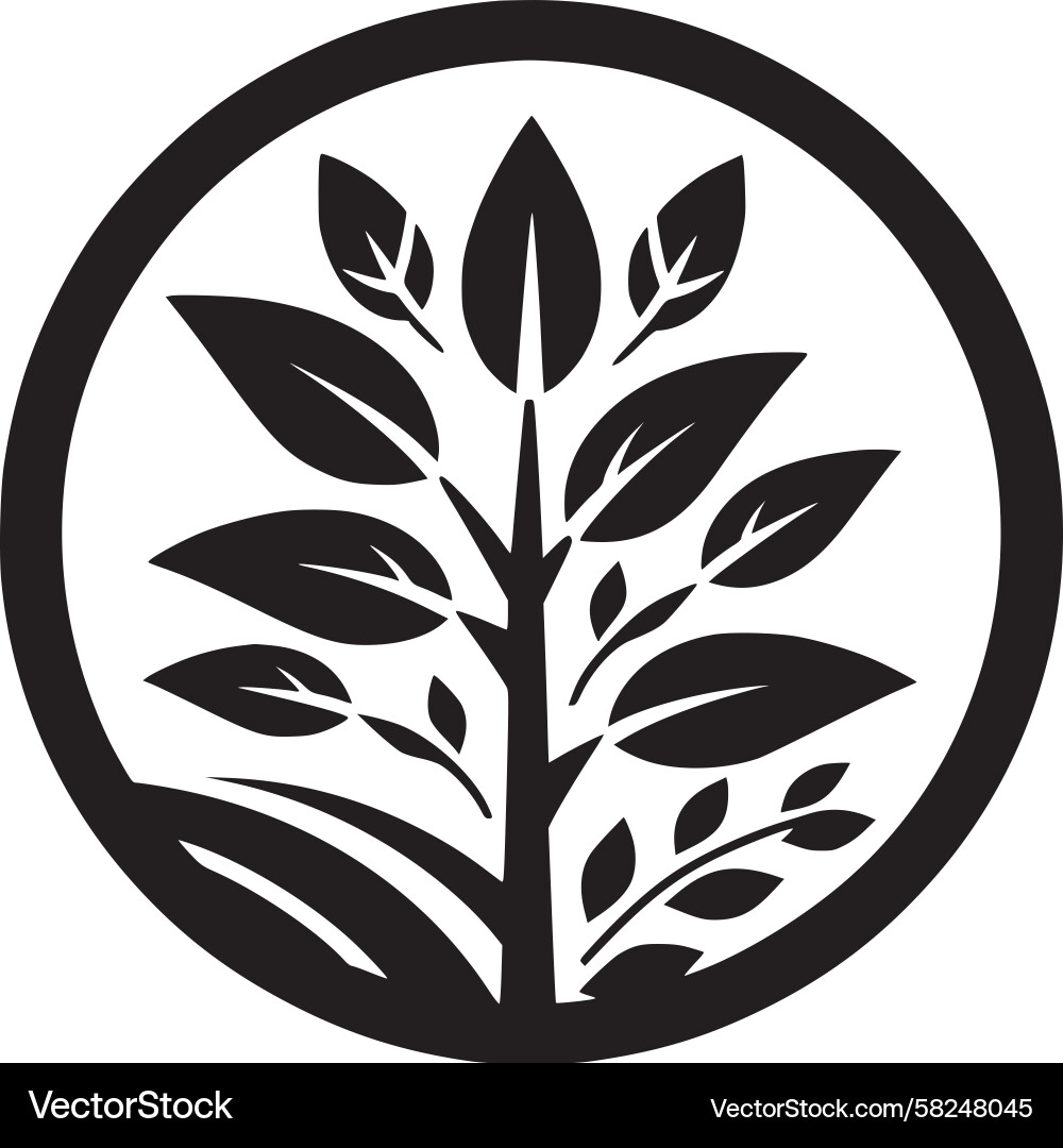 Elegant Circular Tree Emblem Vector Image