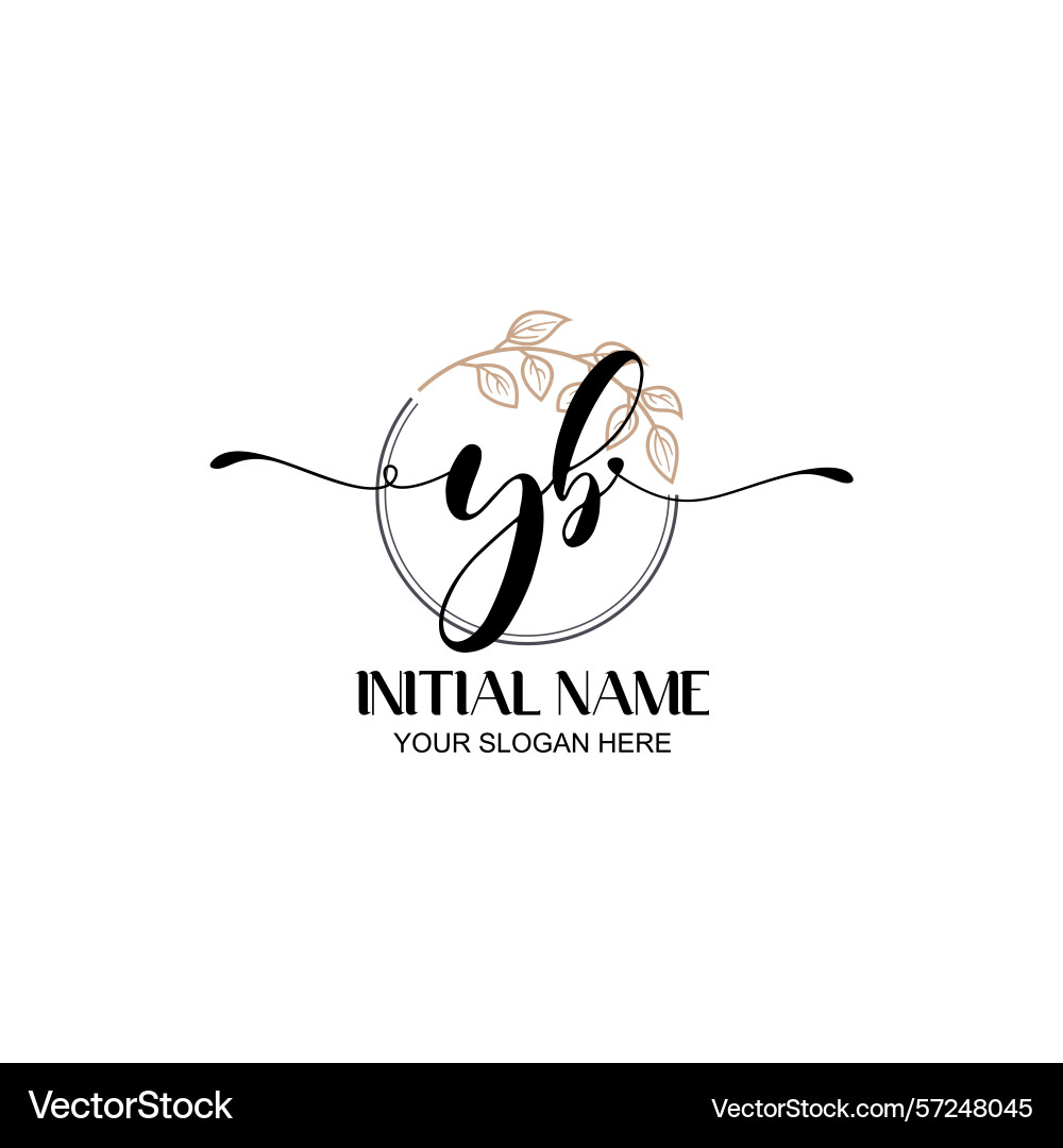 Elegant yb initial logo design with botanical Elegant yb initial logo design with botanical vector image