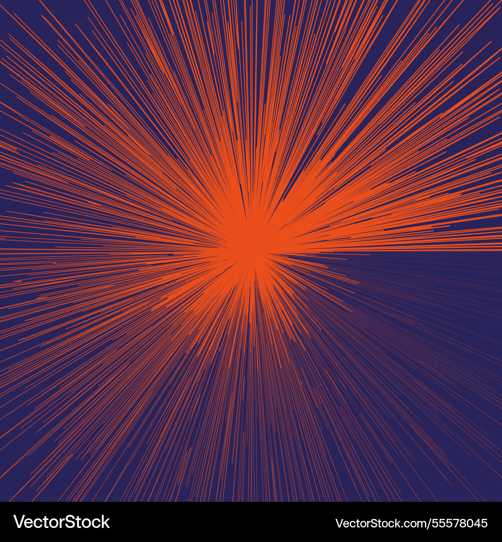 Exploding energy burst radiating orange lines Vector Image