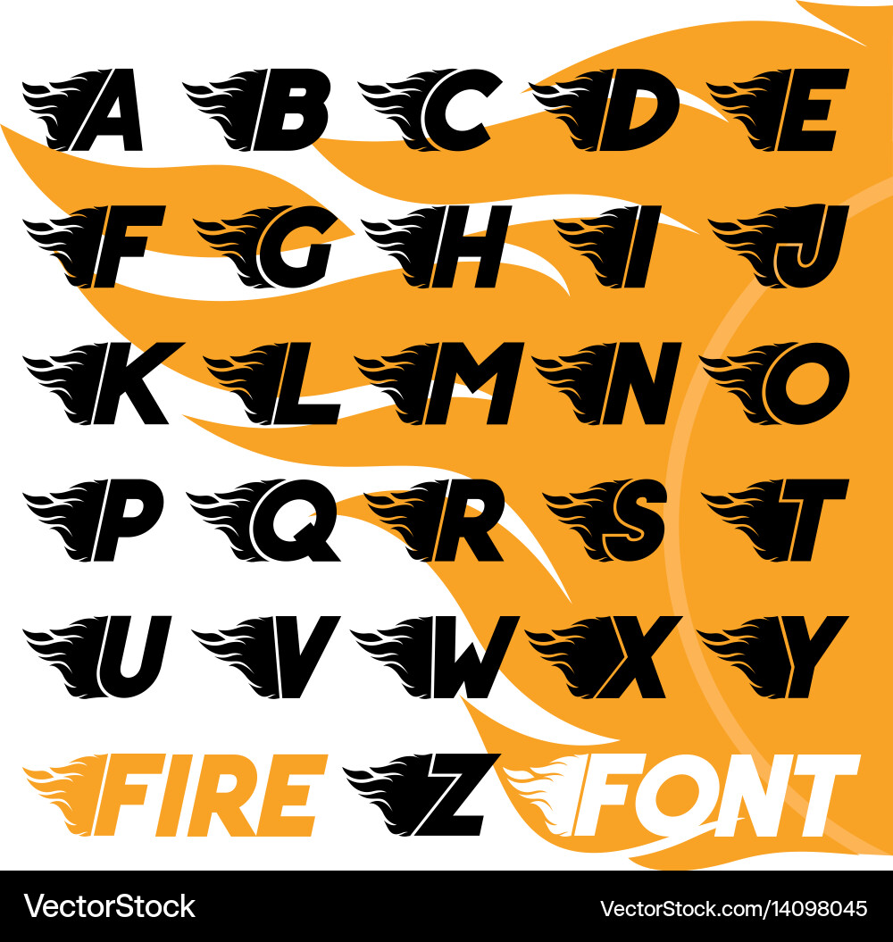 Fire and high speed font vector image