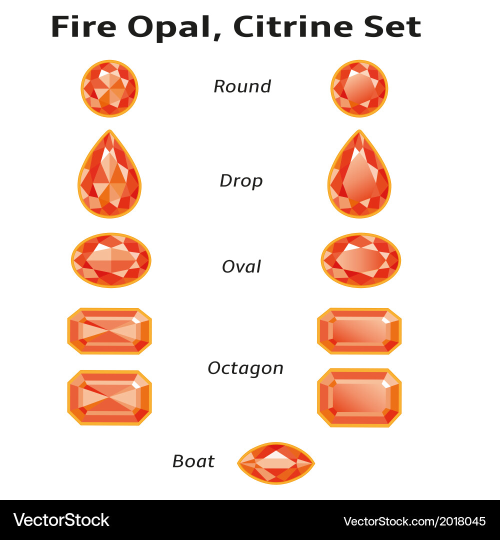 Fire opal citrine set with text vector image