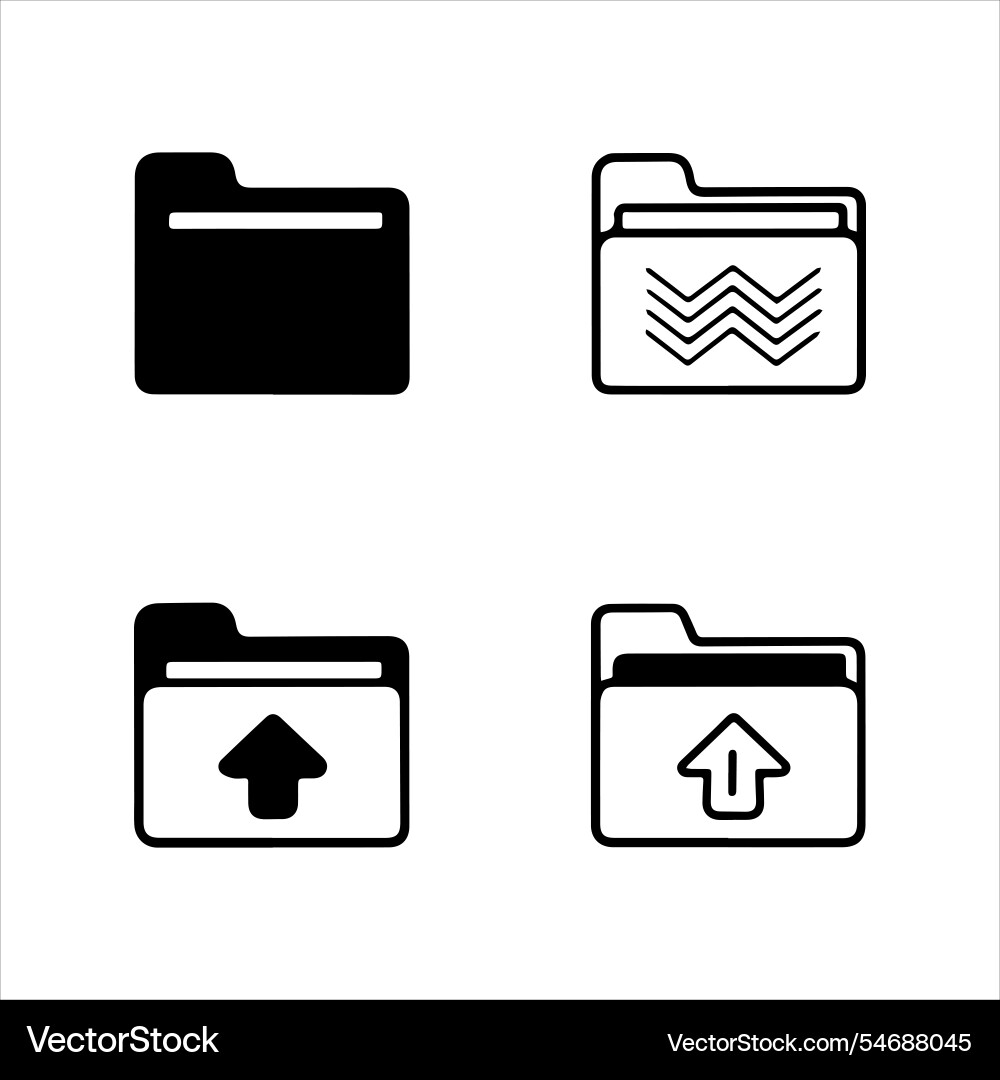 Folders flat line icons set Folders flat line icons set Vector Image