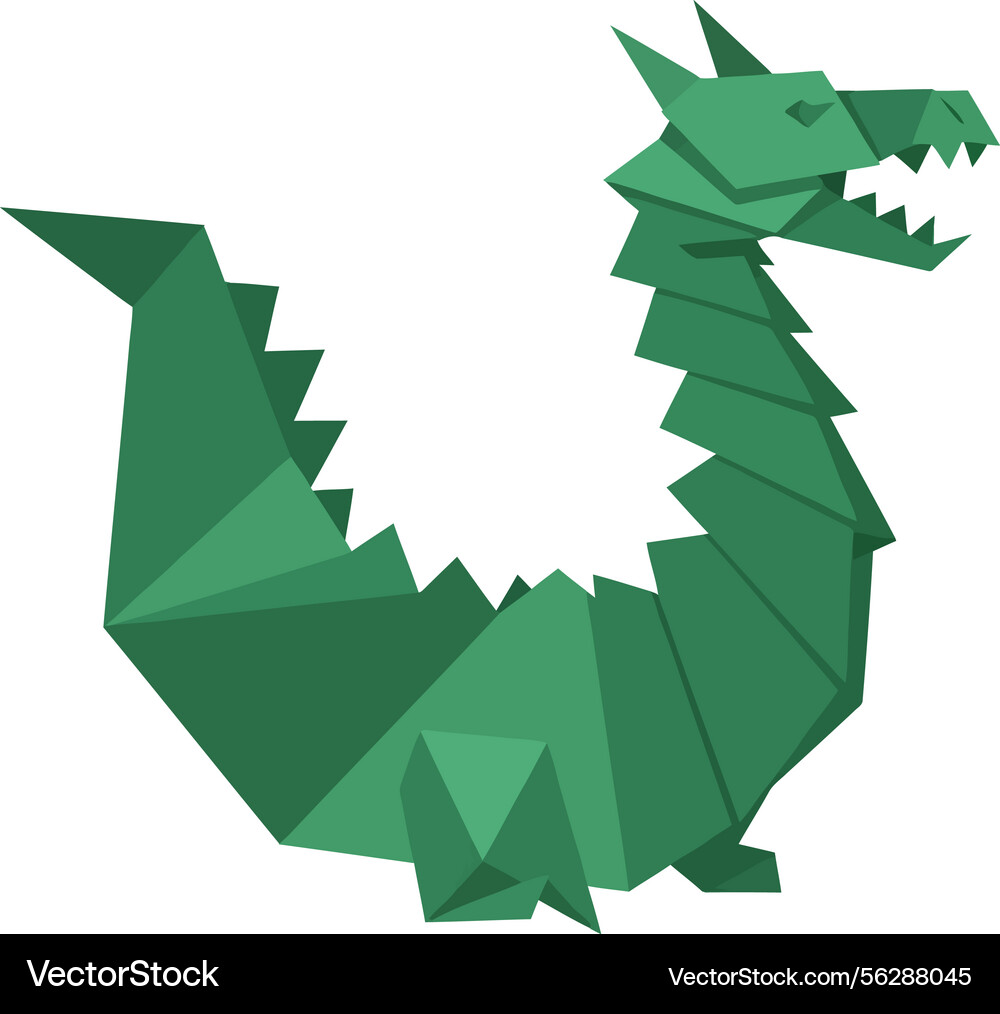 Green low poly dragon with sharp teeth and spiked Vector Image