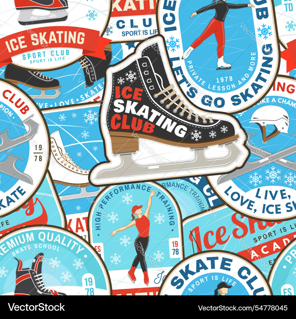 Ice skate club seamless pattern design background Ice skate club seamless pattern design background vector image