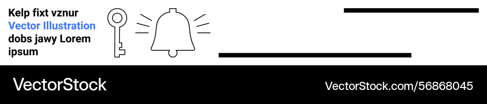 Key and bell with notification lines representing vector image