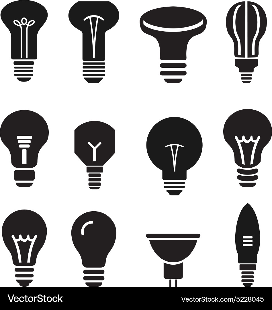 Light bulb set icons on white background vector image