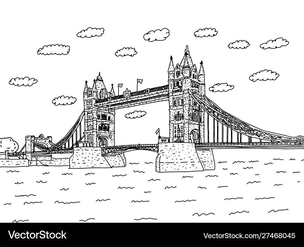 London tower bridge with clouds London tower bridge with clouds vector image