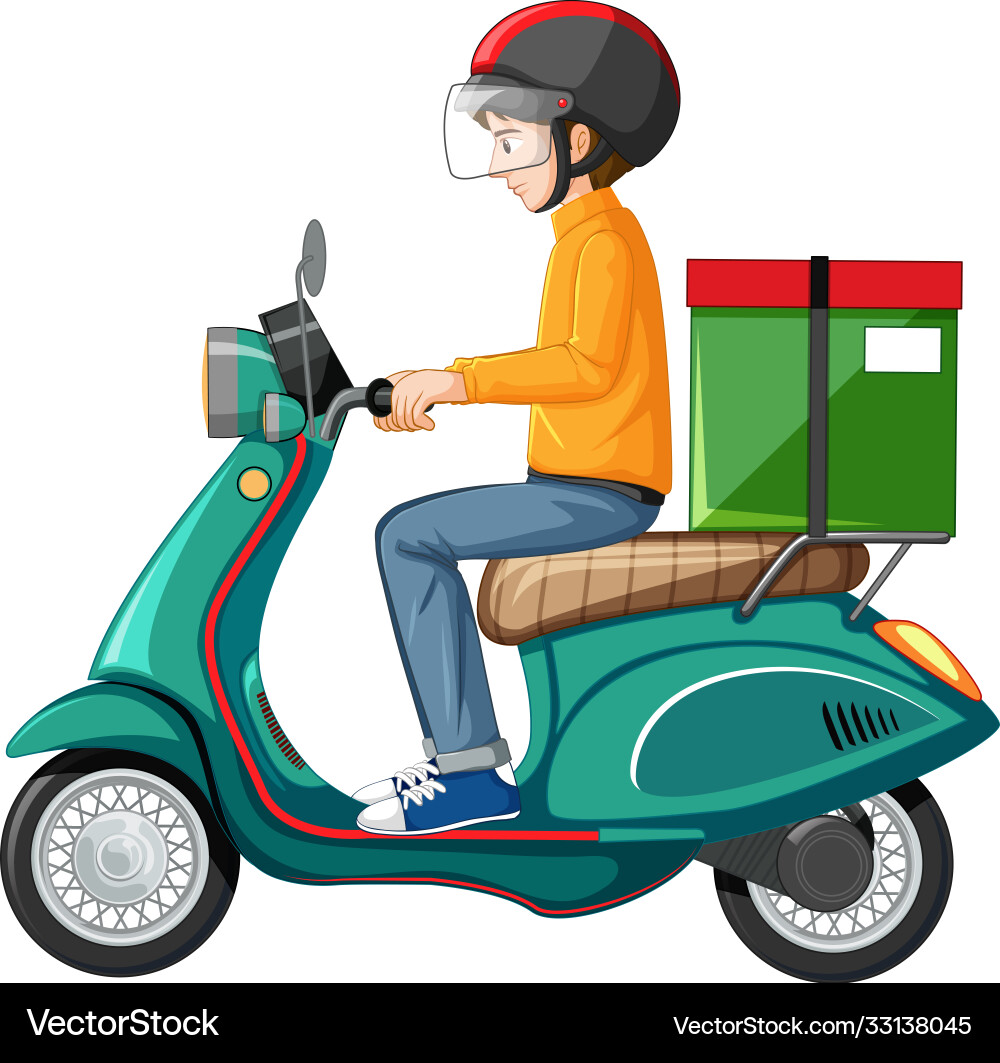 Man riding scooter on white background Vector Image
