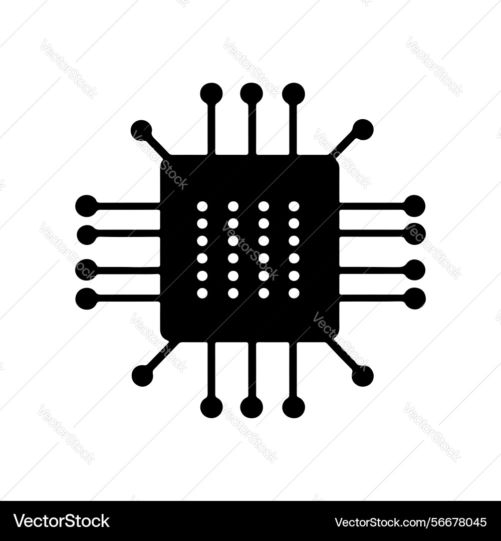 Microchip icon a black and white of computer vector image