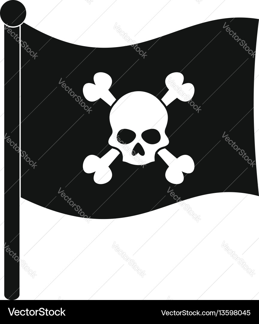 Pirate flag icon simple style vector image