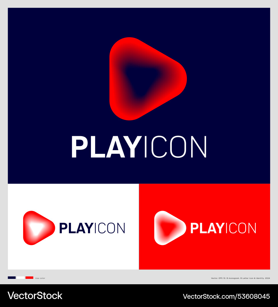 Play logo symbol triangle with red gradient Vector Image