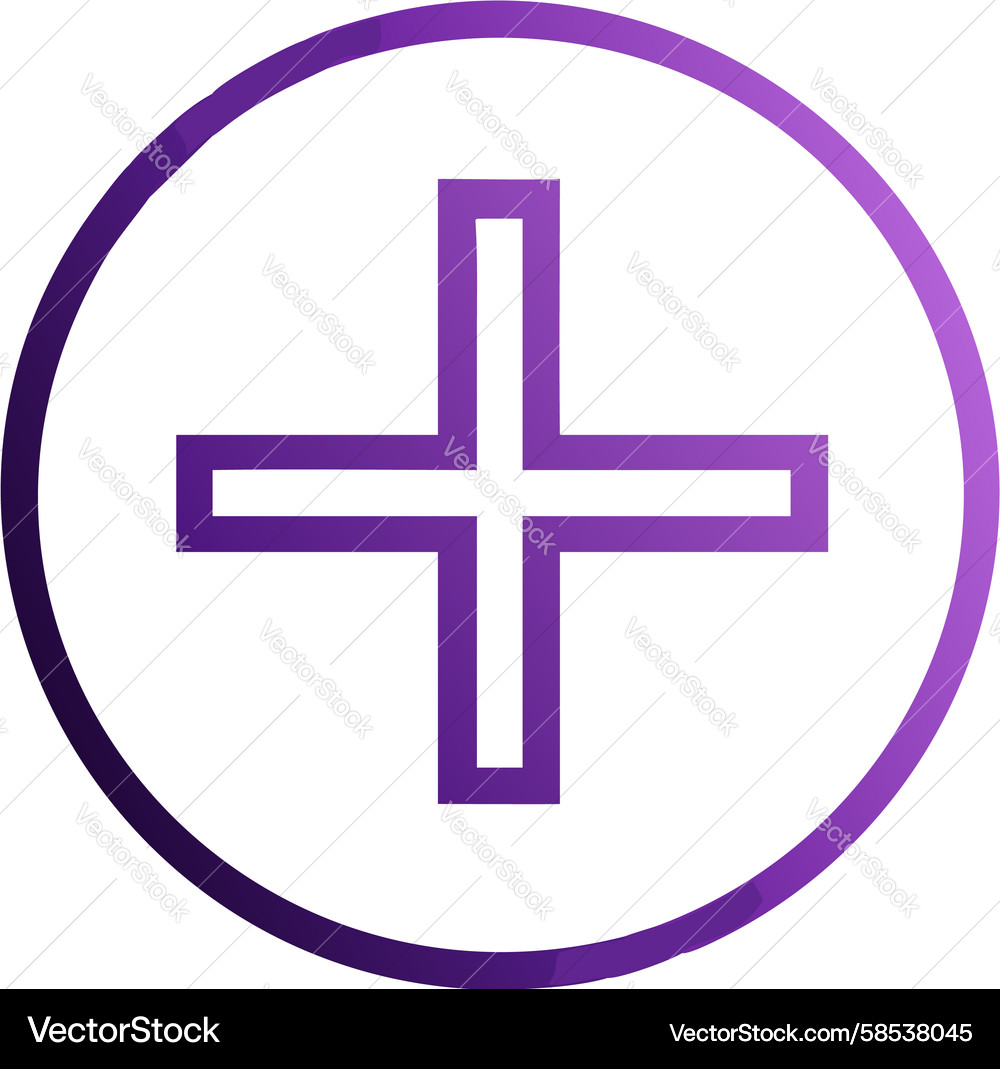 Purple Plus Sign Icon - Add Button Vector Image