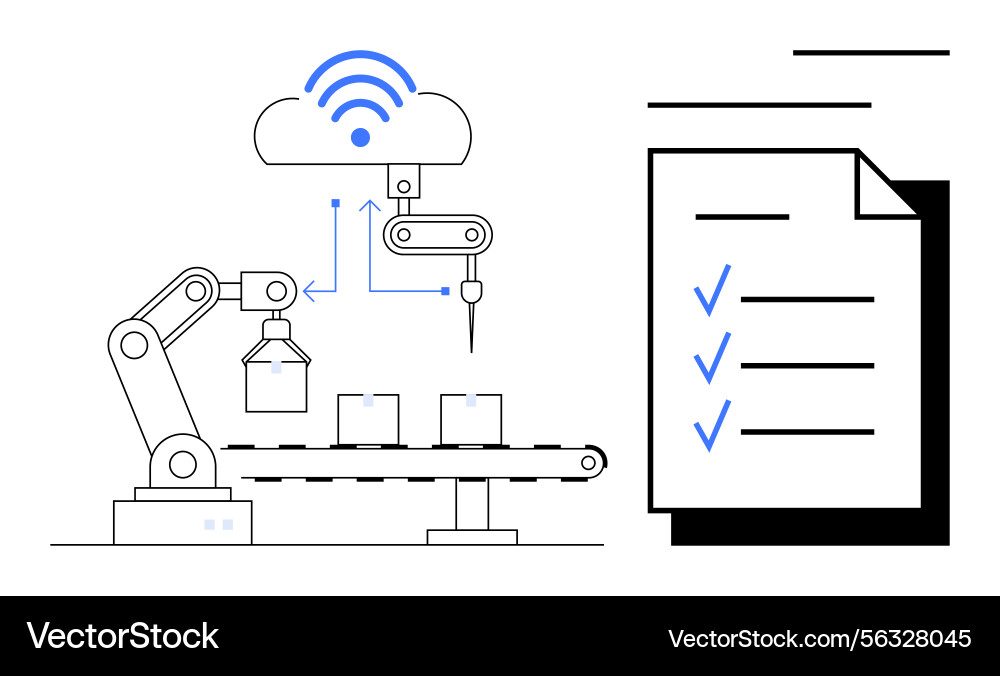 Robotic Assembly Line - IoT & Automation Vector Image