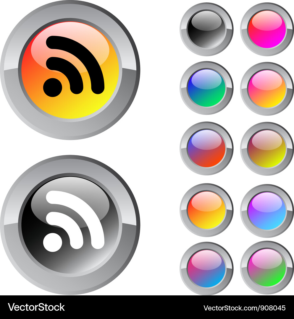 Rss multicolor round button Vector Image