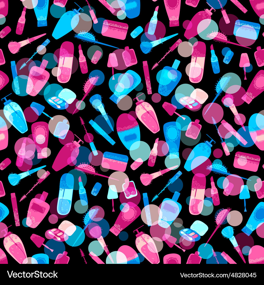 Seamless pattern of make-up and cosmetics Vector Image