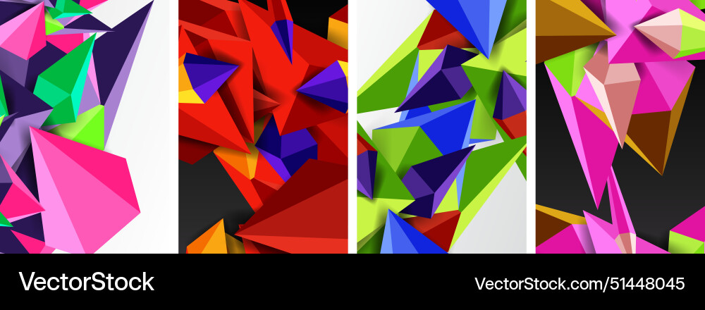 Set of triangle geometric low poly 3d shapes Set of triangle geometric low poly 3d shapes Vector Image