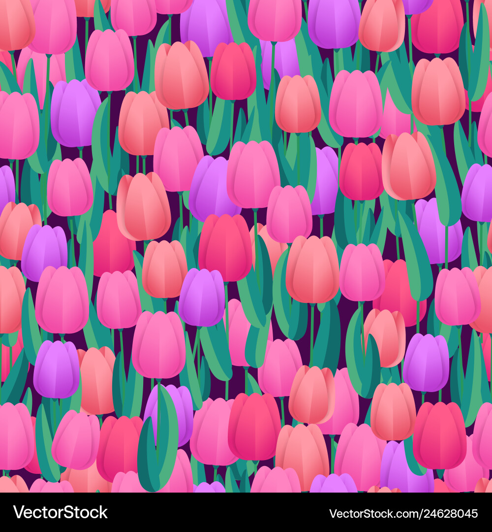 Spring Tulips Seamless Background vector image
