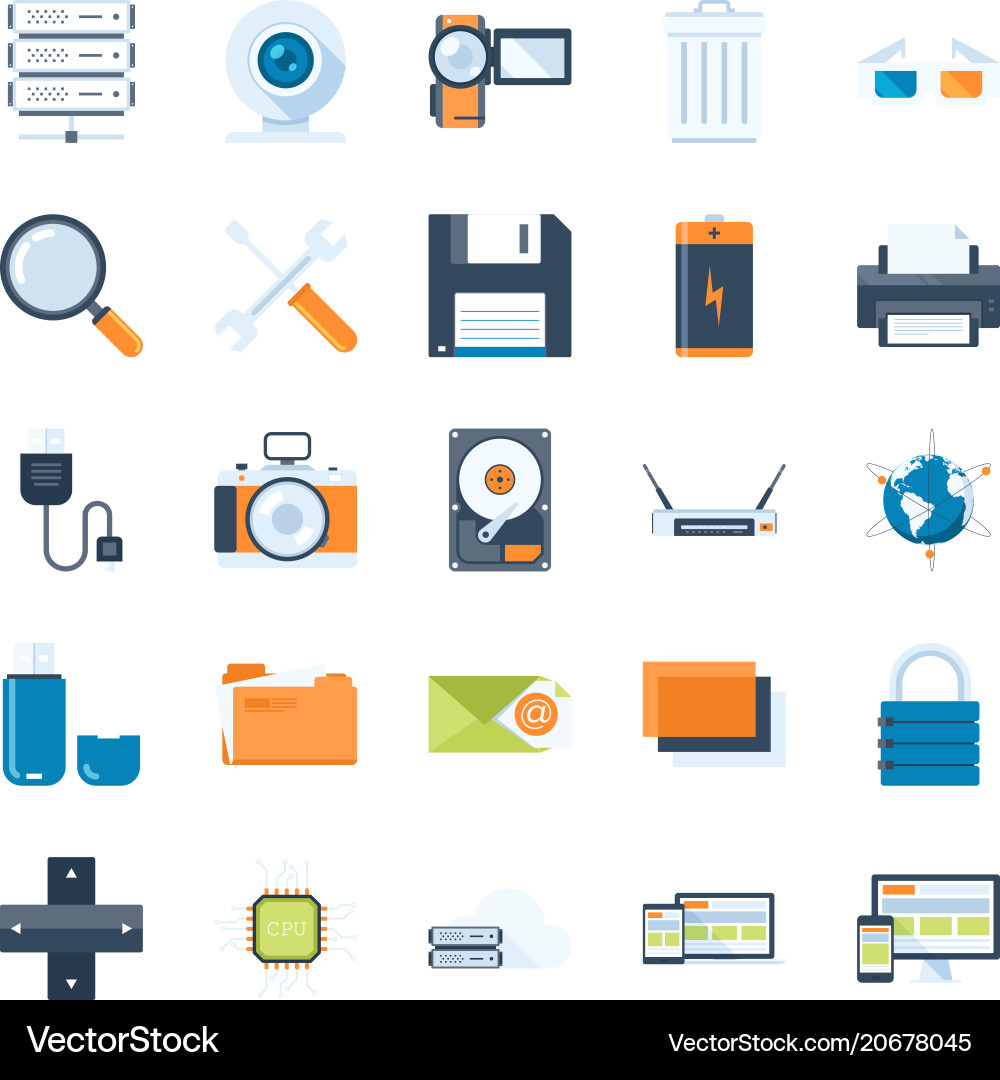 Technology & Hardware Icons vector image