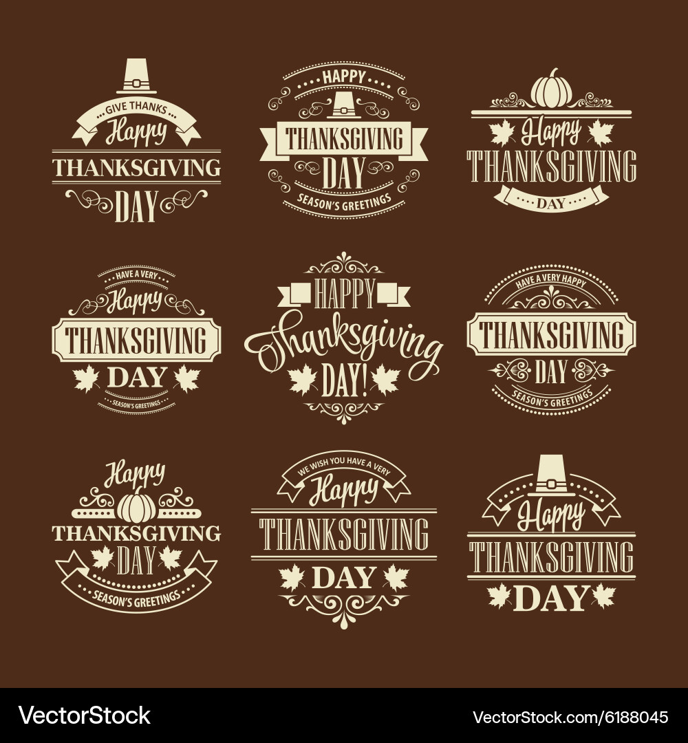 Typographic thanksgiving design set vector image