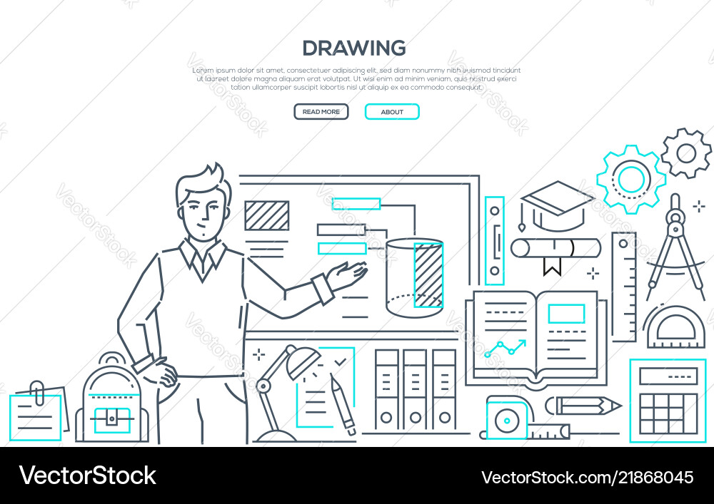 Zeichnungsstunde - bunte Linie Design-Stil Banner Zeichnungsstunde - bunte Linie Design-Stil Banner vektorbild