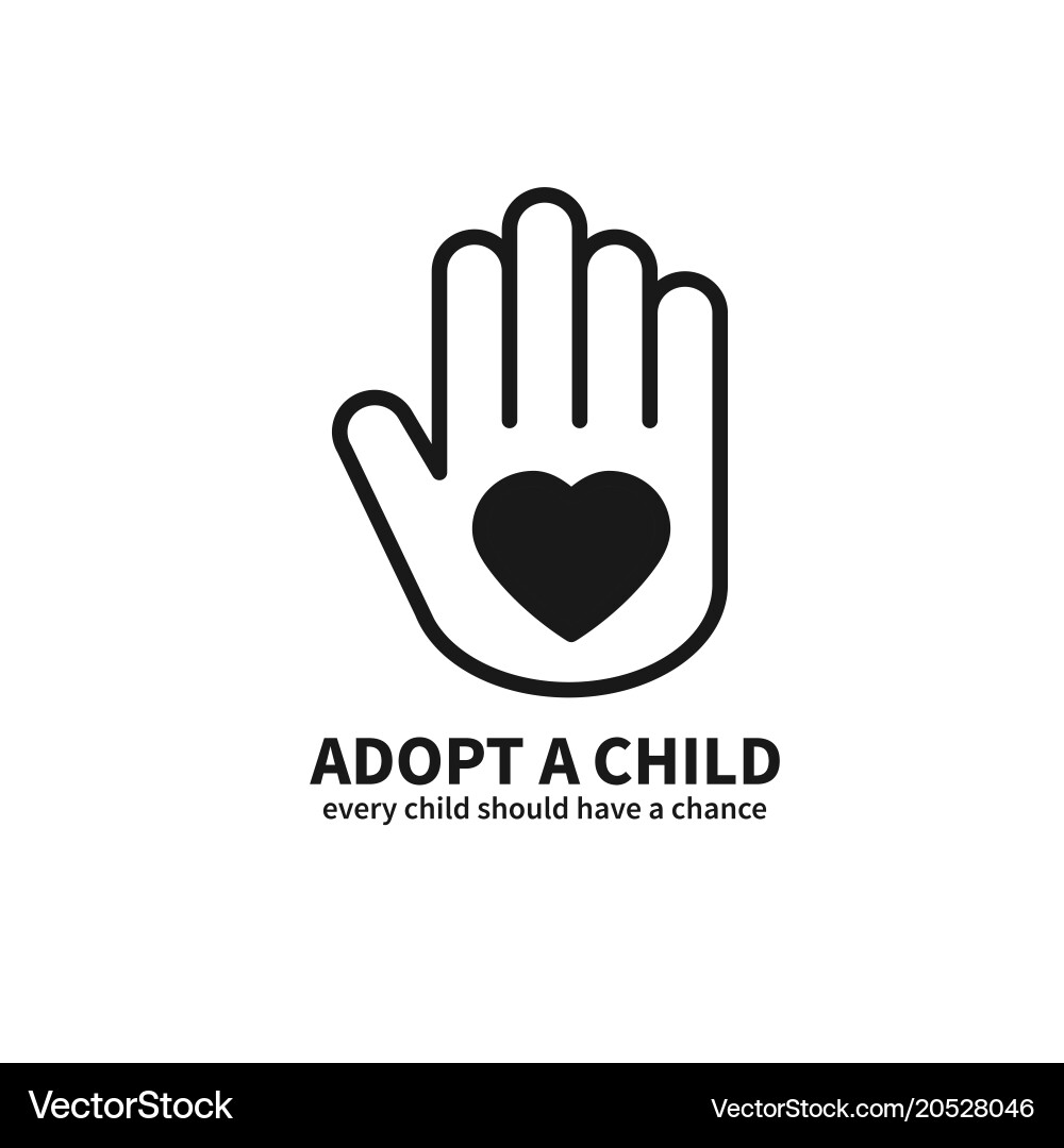 Adopt a child hand with heart line icon vector image
