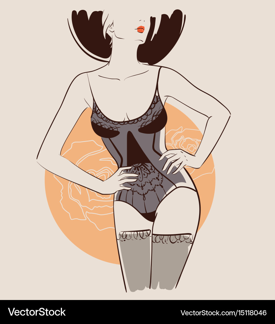 Beautiful woman wearing sexy lingerie vector image