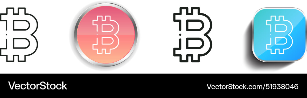 Bitcoin icon thin linear regular and button style Bitcoin icon thin linear regular and button style Vector Image