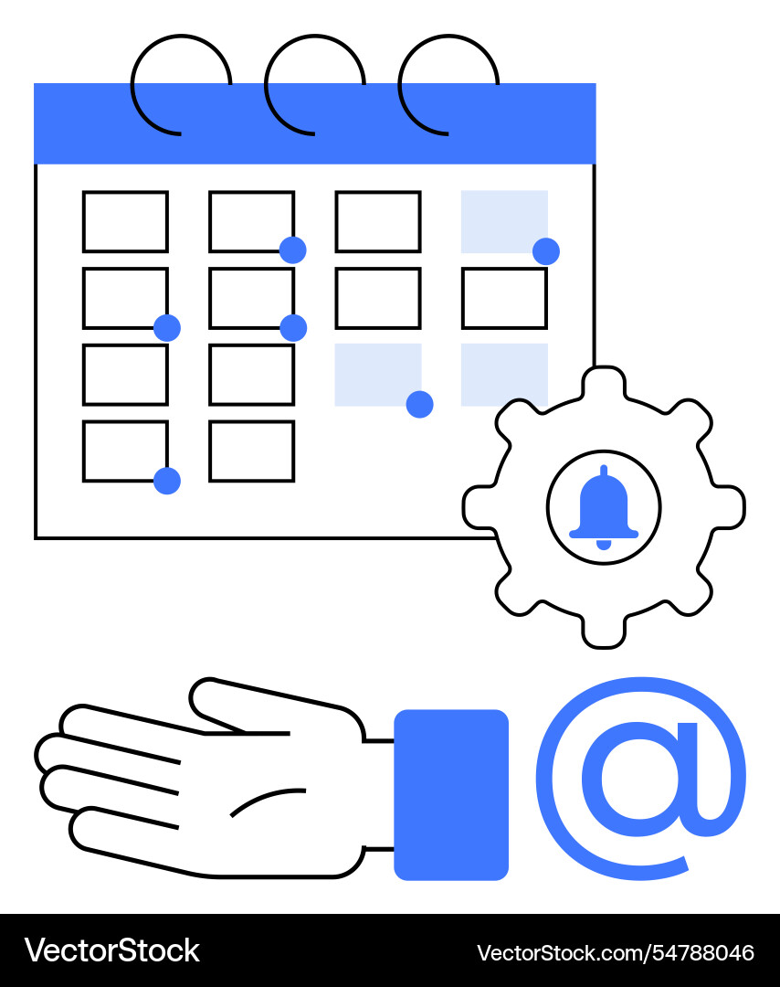 Calendar with notifications and hand gestures Calendar with notifications and hand gestures vector image