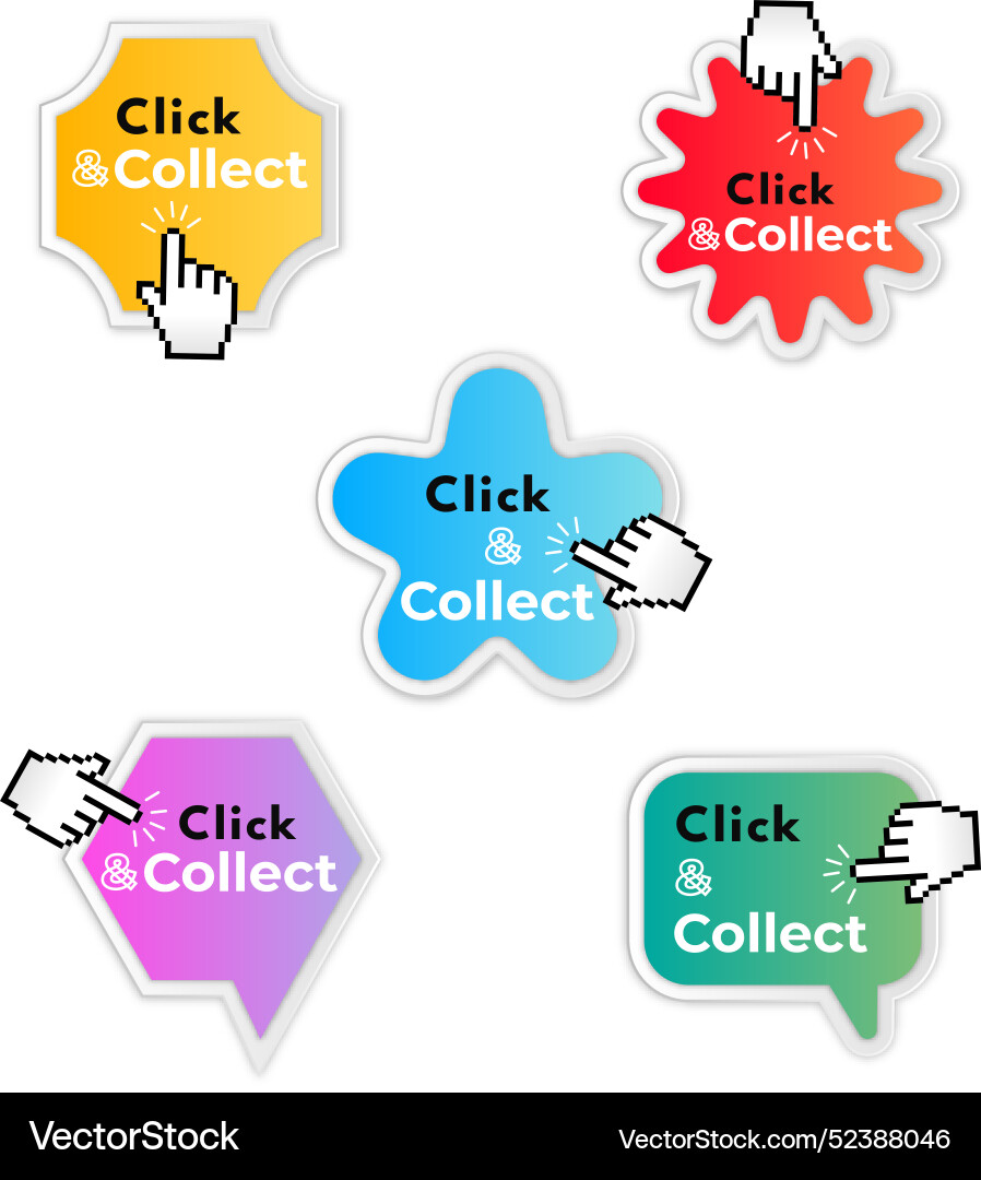 Click and collect button collection vector image